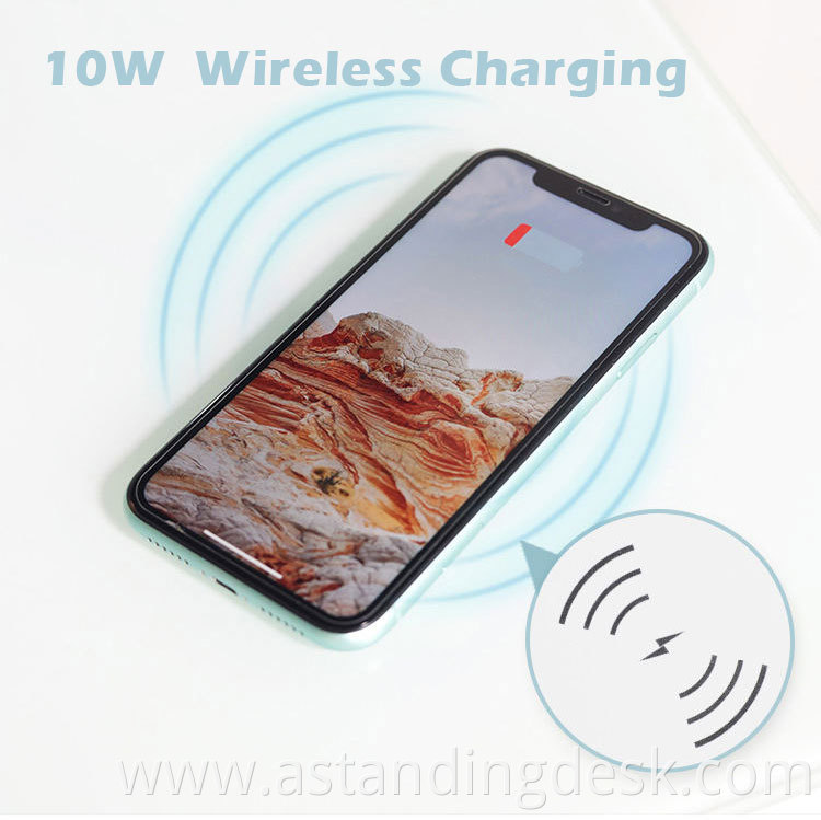 Hot Sale Tempered Glass Wireless USB Charged Desk